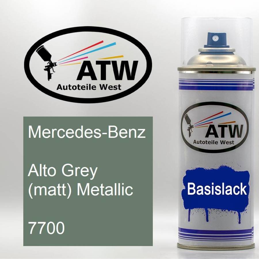 Mercedes-Benz, Alto Grey (matt) Metallic, 7700: 400ml Sprühdose, von ATW Autoteile West.